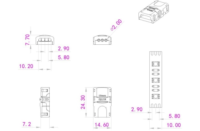 Conector bandă led Eurolite LED Strip flexible Connector 3Pin 10mm