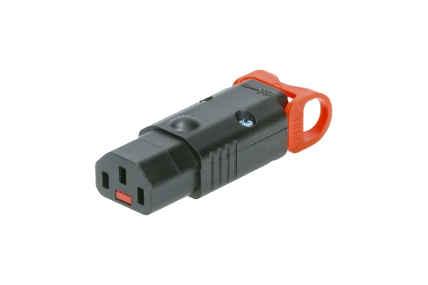 IEC C13 LOCK+ REWIREABLE female cable connector with latch