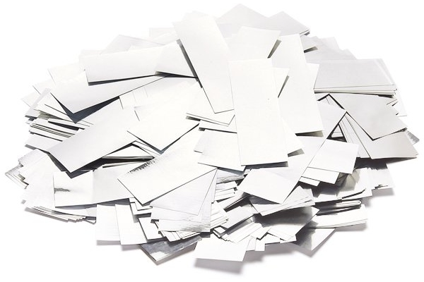 Metallic Confetti rectangular 55x18mm, white, 1kg Metallic Confetti rectangular 55x18mm, white, 1kg