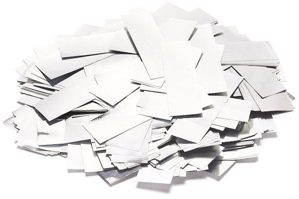 Slowfall Confetti rectangular 55x18mm, white/silver, 1kg Slowfall Confetti rectangular 55x18mm, white/silver, 1kg