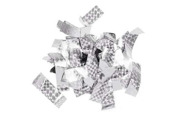 Metallic Confetti rectangular 55x18mm, silver, laser effect, 1kg Metallic Confetti rectangular 55x18mm, silver, laser effect, 1kg