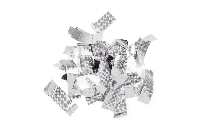 Confetti, silver TCM FX Metallic Confetti rectangular 55x18mm, silver, laser effect, 1kg