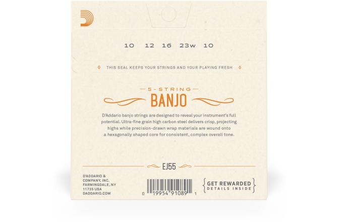 Corzi Banjo Daddario EJ55 5-String PB Medium 10-23