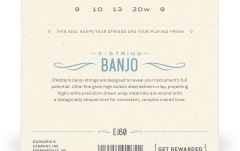 Corzi Banjo Daddario EJ60 5-String Nickel Light 9-20