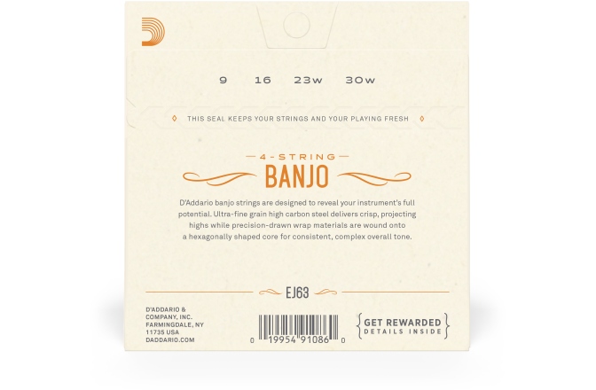 Corzi Banjo Daddario EJ63 Tenor 4 strins Nickel 9-30