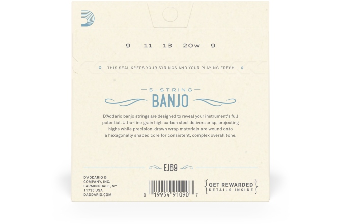 Corzi Banjo Daddario EJ69 5-String PB Light 9-20