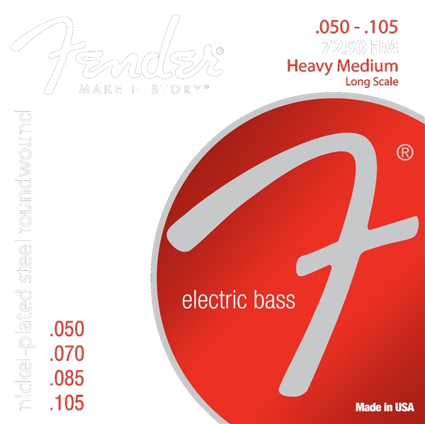 Fender 7250 Bass Strings Nickel Plated Steel Long Scale 7250HM .050-.105 Gauges Set of 4