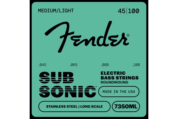 Fender Stainless 7350's Bass Strings Stainless Steel Roundwound Long Scale 7350ML .045-.100 Gauges (4)