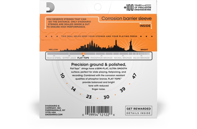 Corzi chitară acustică Daddario EFT15 Flat Tops PB Extra Light 10-47