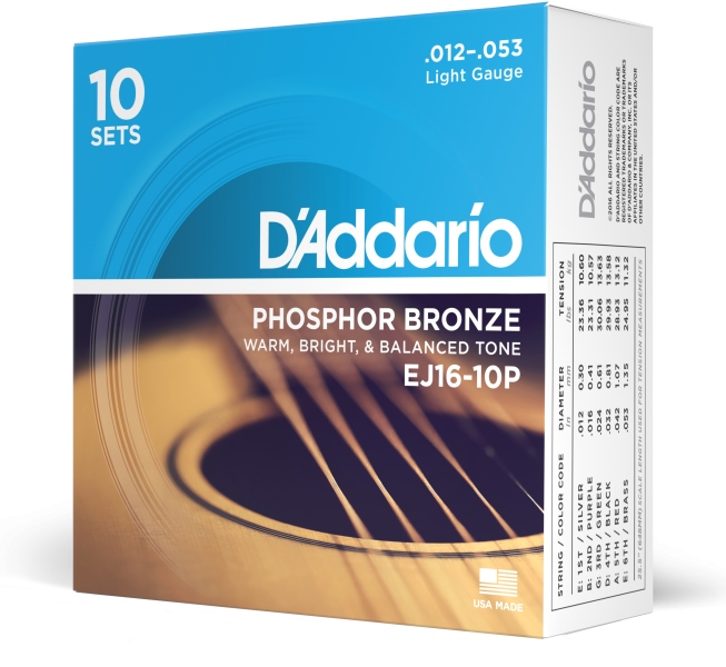 Daddario EJ16-10P PB Light 10 Sets