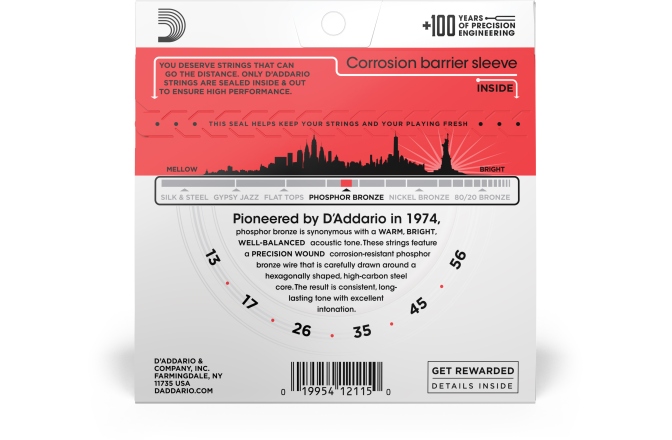 Corzi chitară acustică Daddario EJ17 Ph. Bronze Medium 13-56