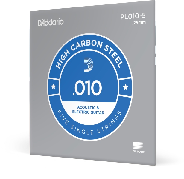 Daddario PL010-5 Plain Steel 010 5-pack