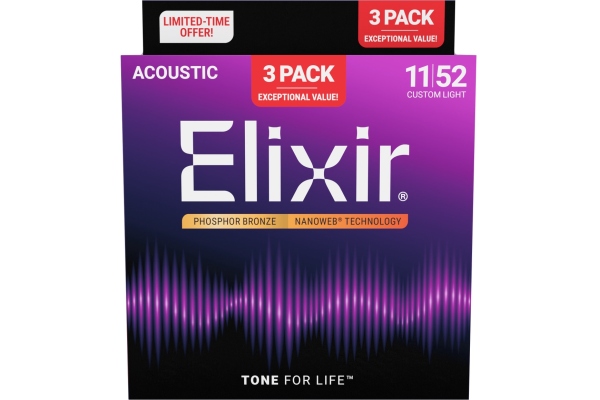 3Pack Nanoweb Acoustic Ph Bronze 11-52 16568