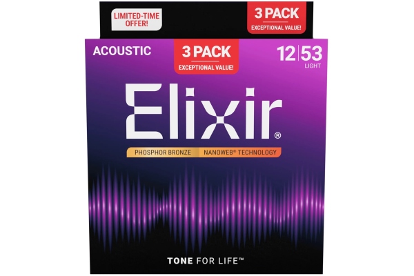 3Pack Nanoweb Acoustic Ph Bronze 12-53 16569 3Pack Nanoweb Acoustic Ph Bronze 12-53 16569