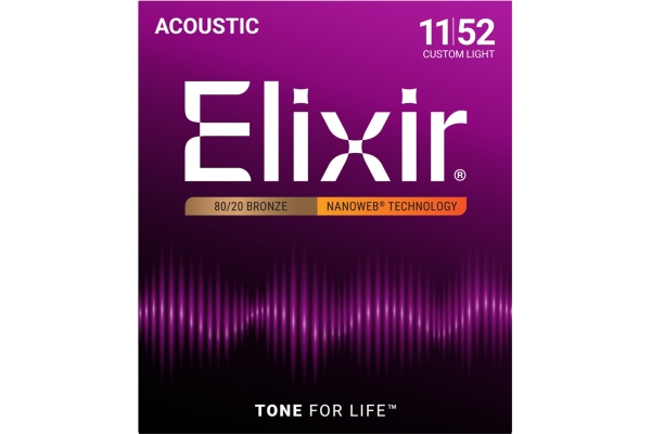 Elixir Nanoweb Acoustic 80/20 Custom Light 11027 Elixir Nanoweb Acoustic 80/20 Custom Light 11027