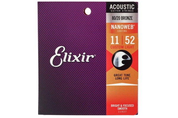 Elixir Nanoweb Acoustic 80/20 Custom Light 11027