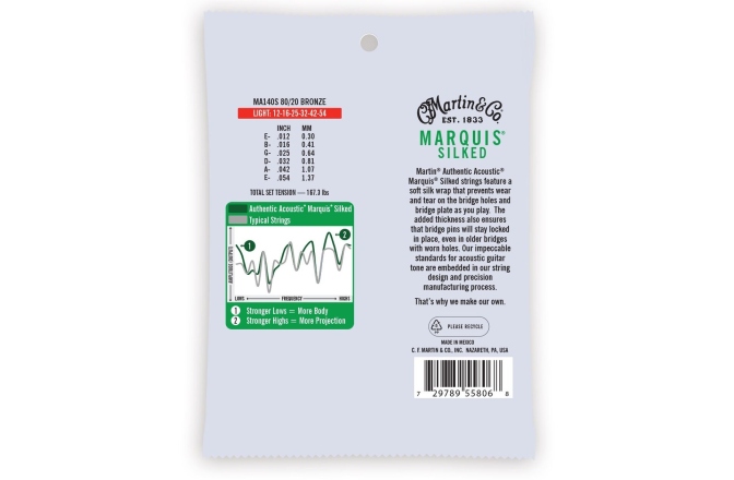 Corzi chitară acustică Martin Guitars MA-140S Authentic Acoustic Light