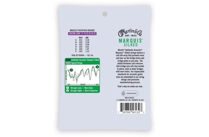 Corzi chitară acustică Martin Guitars MA535S Custom Light (11-52) AA Silked Phosphor Bronze 92/8 Acoustic