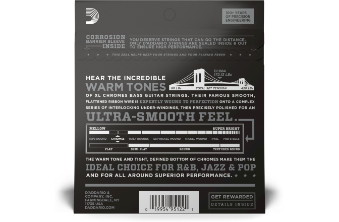 Corzi chitară bas Daddario ECB84 Custom Light 40-100 Long Scale