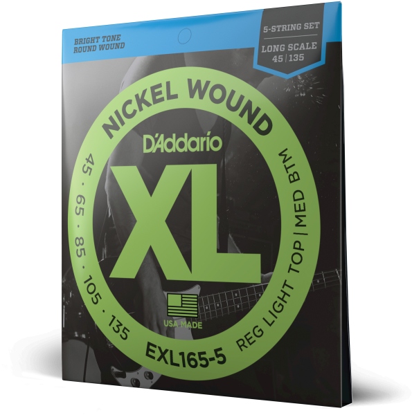 Daddario EXL165 5-String Custom Light 45-135 Long Scale