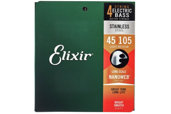 Elixir Nanoweb Bass 4 Long Scale SS Light Medium