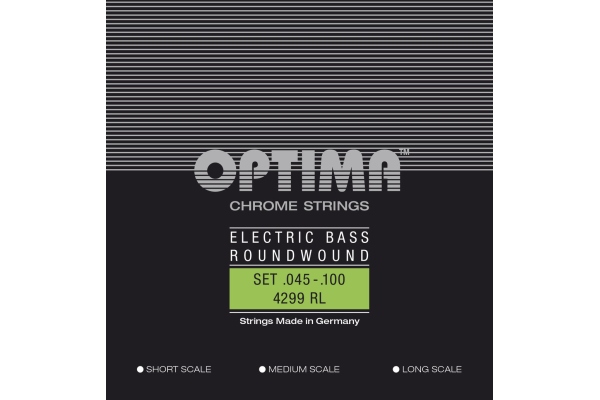 Optima Corzi chitara bas Chrome Strings. Round Wound Medium Scale Set