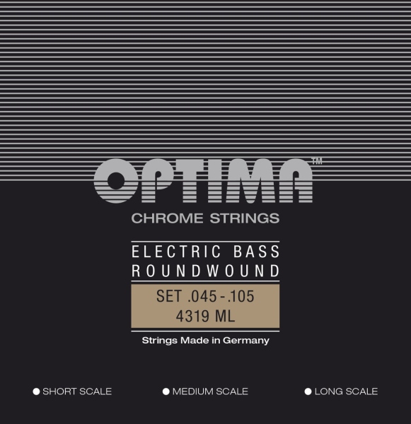 Optima Corzi chitara bas Chrome Strings Round Wound Long Scale Set