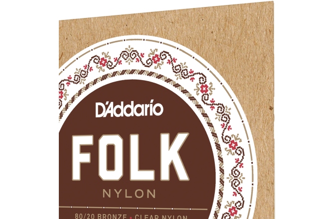 Corzi chitară clasică Daddario EJ33 Folk Ball End 80/20 Bronze/Clear Nylon Trebles