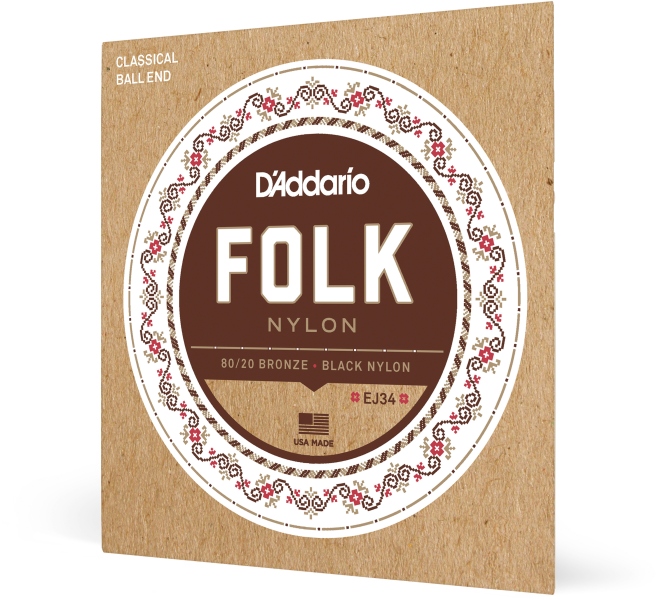 Daddario EJ34 Folk Ball End 80/20 Bronze/Black Nylon Trebles