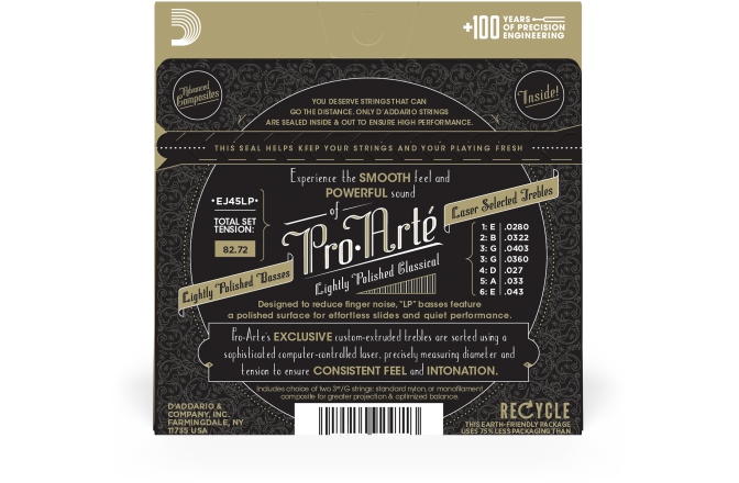 Corzi chitară clasică Daddario EJ45LP Pro-Arte Silver Plated