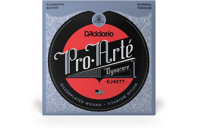 Corzi chitară clasică Daddario EJ45TT ProArte Dynacore Titanium Trebles Normal Tension