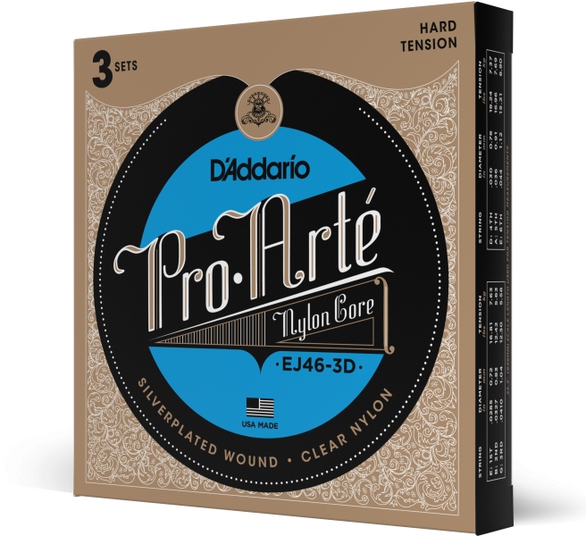 Daddario EJ46-3D Pro-Arte Nylon Hard Tension 3 Sets