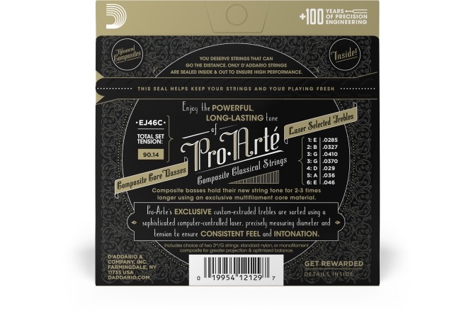 Corzi chitară clasică Daddario EJ46C Pro-Arte Composite Hard Tension