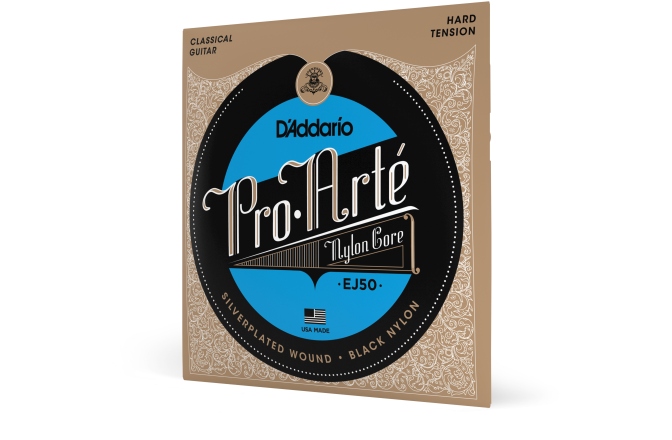 Corzi chitară clasică Daddario EJ50 Pro-Arte Black Nylon Hard Tension
