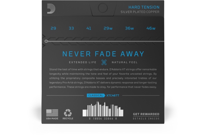 Corzi Chitară Clasică Daddario XTC46TT Classical Titanium Hard Tension