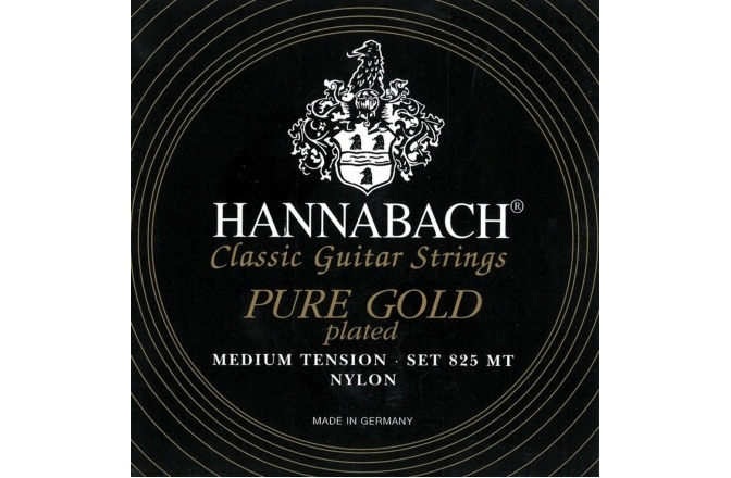 Corzi chitară clasică Hannabach Serie 825 MT Placare cu aur Set 3 bass