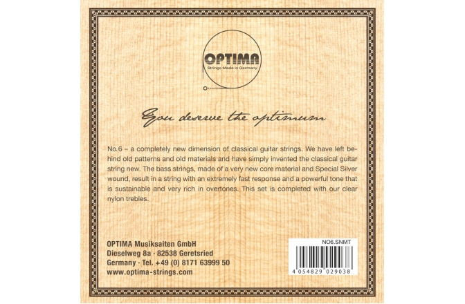 Corzi chitară clasică Optima Corzi chitara clasica No. 6 Special Silver Satz Nylon medium