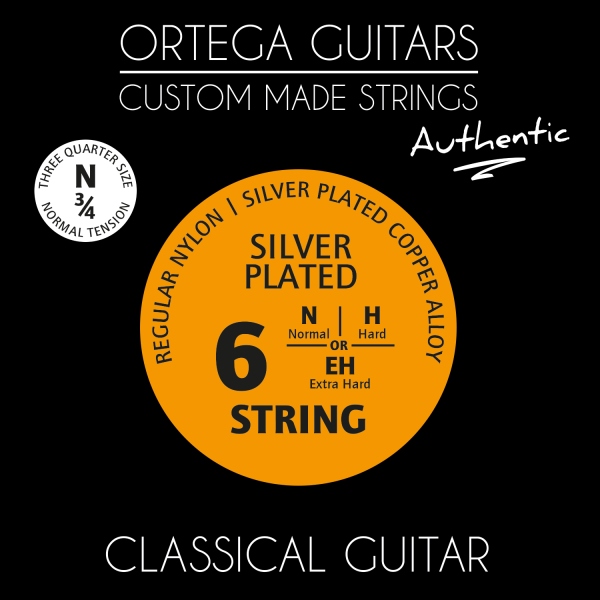 Ortega CMS Authentic for Classical Guitar - 3/4 Scale / Regular Nylon / Normal Tension .028/.043