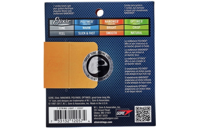 Corzi chitară electrică 7 corzi Elixir Nanoweb Electric 7- String Light 12057