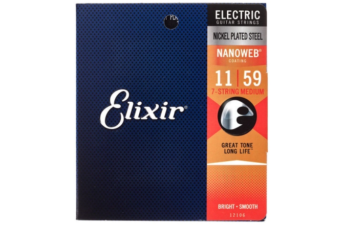 Corzi chitară electrică 7 corzi Elixir Nanoweb Electric 7- String Medium 12106
