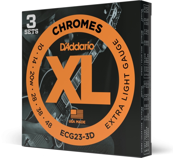 Daddario ECG23 Chromes Flat Wound Extra Light 10-48 3 Sets