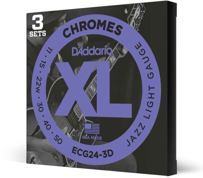 Daddario ECG24-3D Chromes Flat Wound Jazz Light 11-50 3 Sets