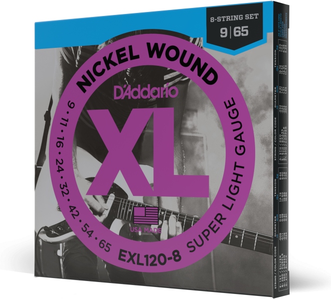 Daddario EXL120-8 8-String Nickel Wound Super Light 09-65