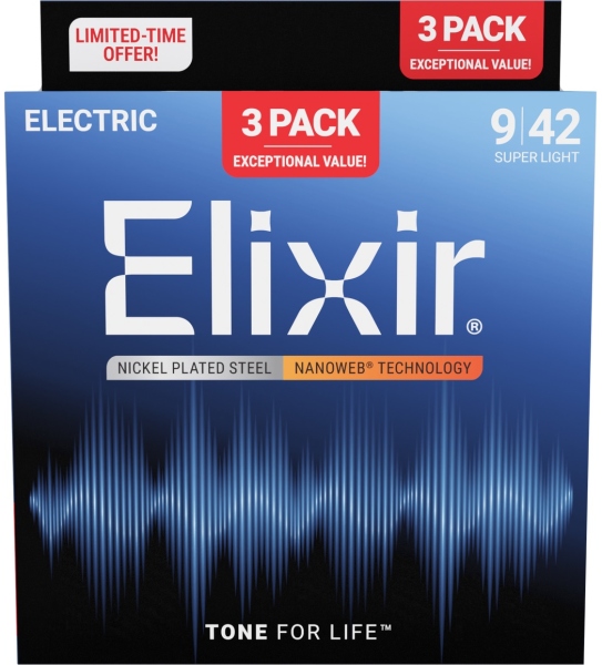 Elixir 3Pack Nanoweb Electric 9-42 16566