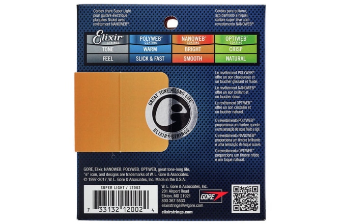 Corzi chitară electrică Elixir Nanoweb Electric Super Light 12002