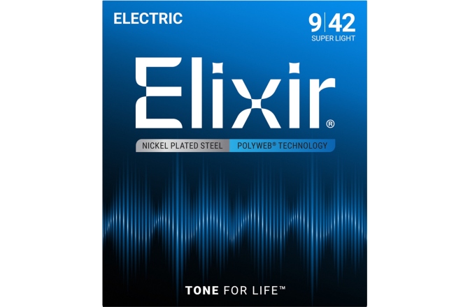 Corzi chitară electrică Elixir Polyweb Electric Nickel Plated Super-Light 12000