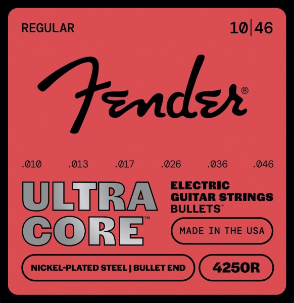 Fender 4250 Ultracore™ Guitar Strings Nickel Plated Steel Bullet End 4250R Gauges .010-.046 (6)
