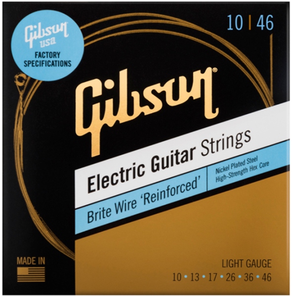 Gibson SEG-BWR10 Brite Wire Reinforced Electric Guitar Strings 10-46 Light