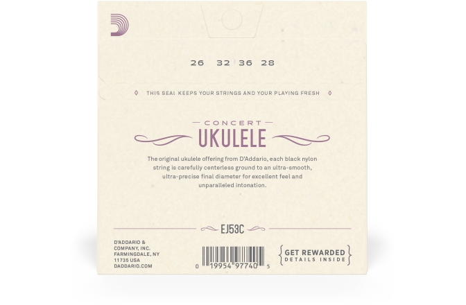 Corzi ukulele  Daddario EJ53C Pro-Arté Rectified Hawaiian-Concert