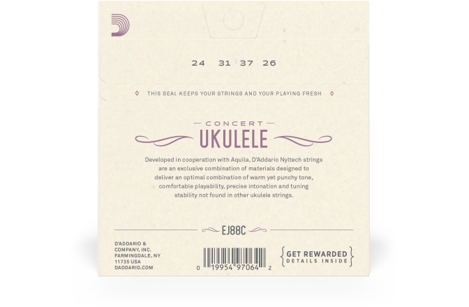 Corzi ukulele Daddario EJ88C Nyltech Concert